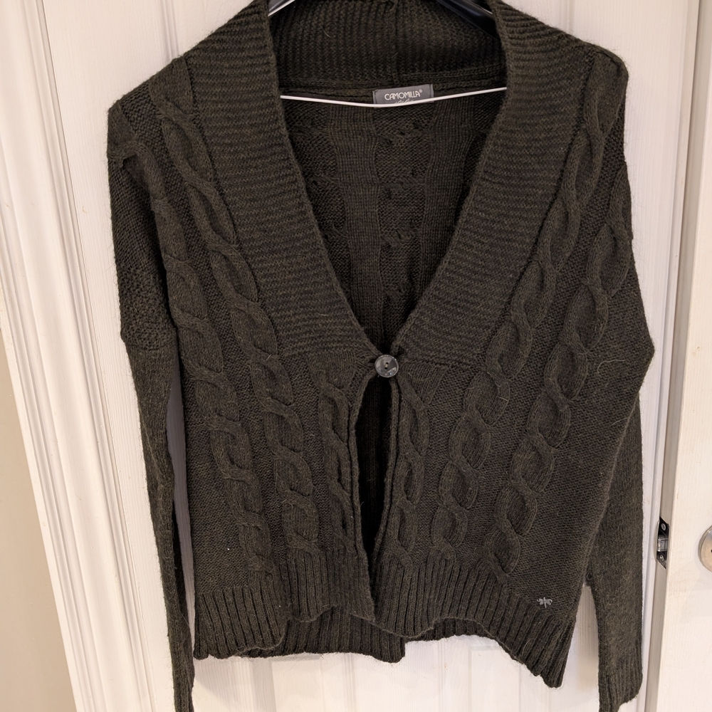 Charter Club Green Cable Knit Cardigan Sweater